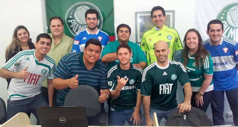 Comemorando na Signa a Copa do Brasil de 2012 do Palmeiras